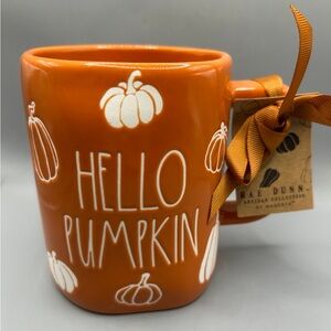 Rae Dunn Orange HELLO PUMPKIN Fall Mug With Pumpkins NEW